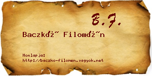 Baczkó Filomén névjegykártya